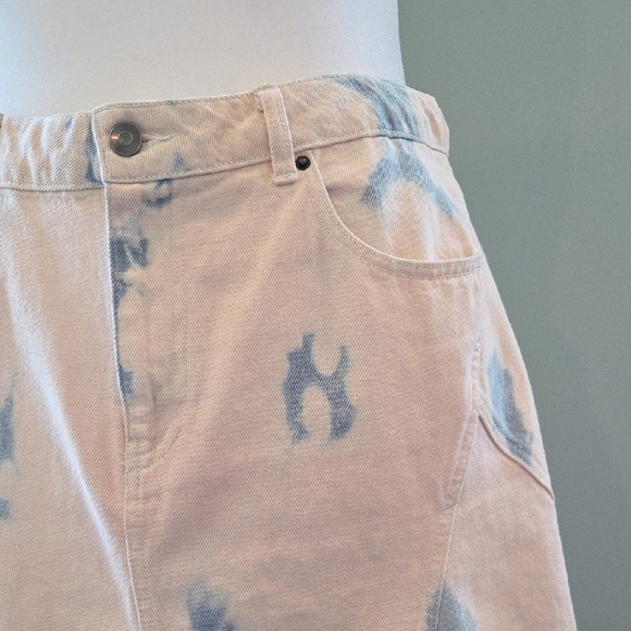 Future Collective Gabriella Karefa Size 12 Ivory & Blue Tye-Dye Denim Skirt - Picture 6 of 14